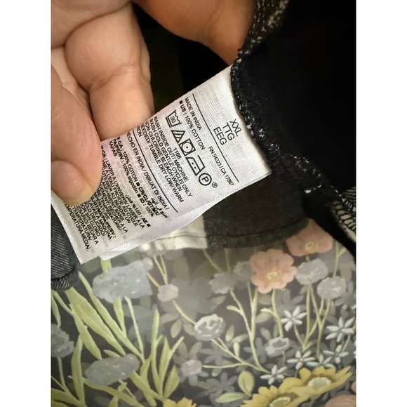 Old Navy Black White Buffalo Check Plaid Button Up Pajama Top Shirt Women's XXL - Picture 7 of 7